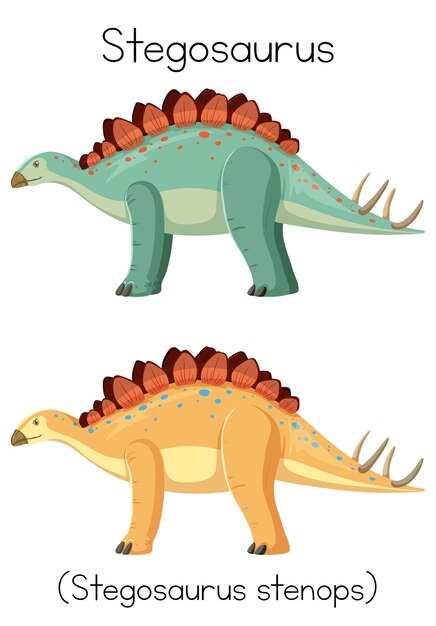 Stegosaurus en colores naranja y verde