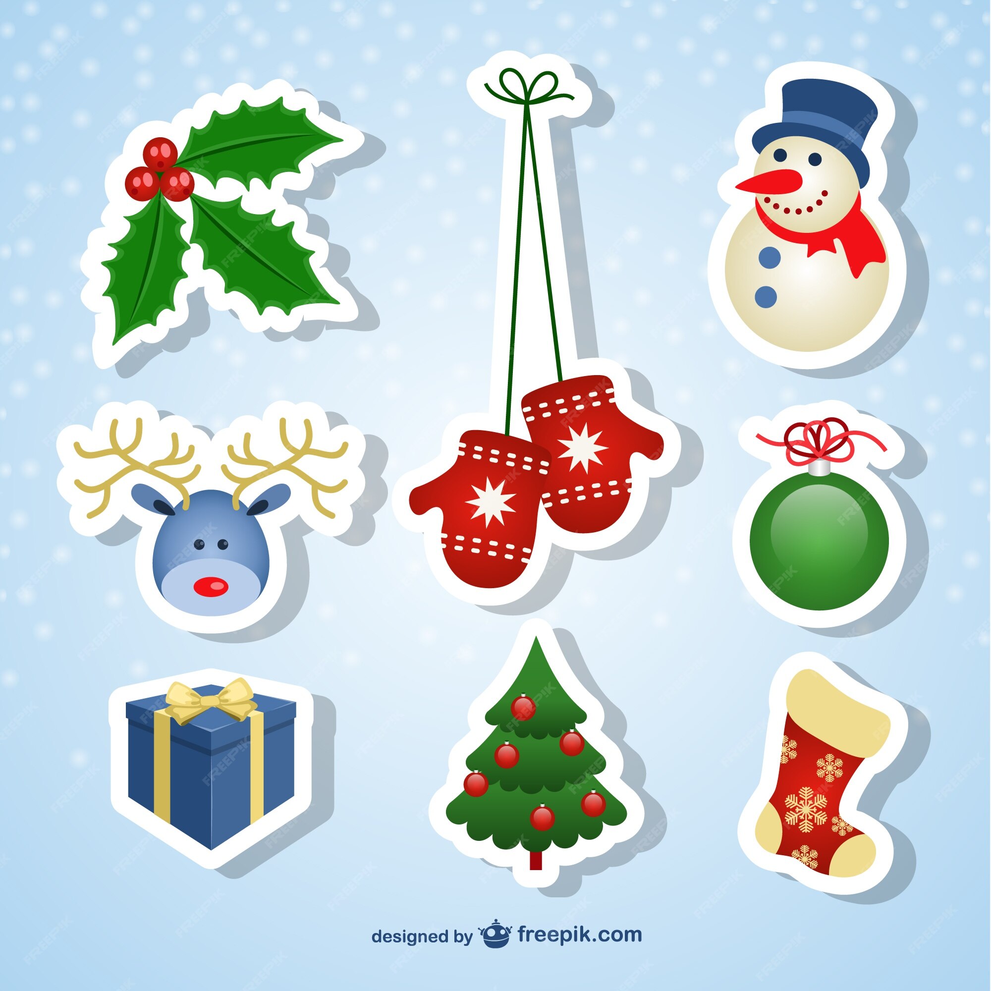 Usando una computadora Más temprano escalada Stickers de navidad | Vector Gratis