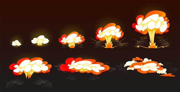 Storyboard de explosión de bomba de dibujos animados, animación.