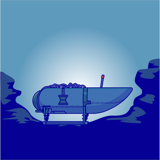 Vector gratuito submarino en dibujos animados bajo el agua vector icono ilustración transporte tecnología icono aislado