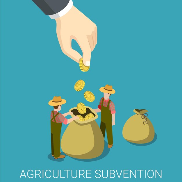 Subvención agrícola agricultura concepto de gobierno empresarial plana