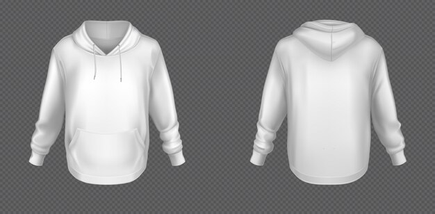 Sudadera blanca con capucha simulacro conjunto delantero y trasero