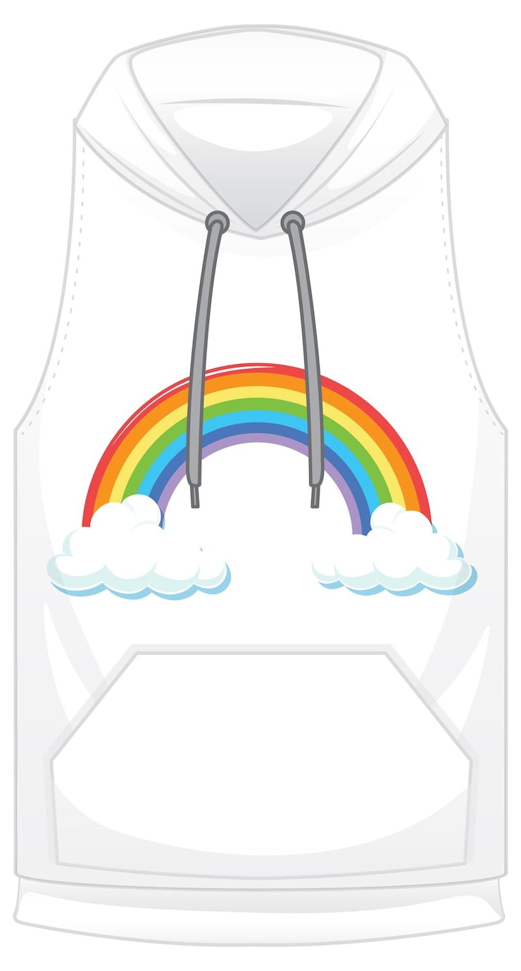 Vector gratuito sudadera blanca con estampado de arcoíris