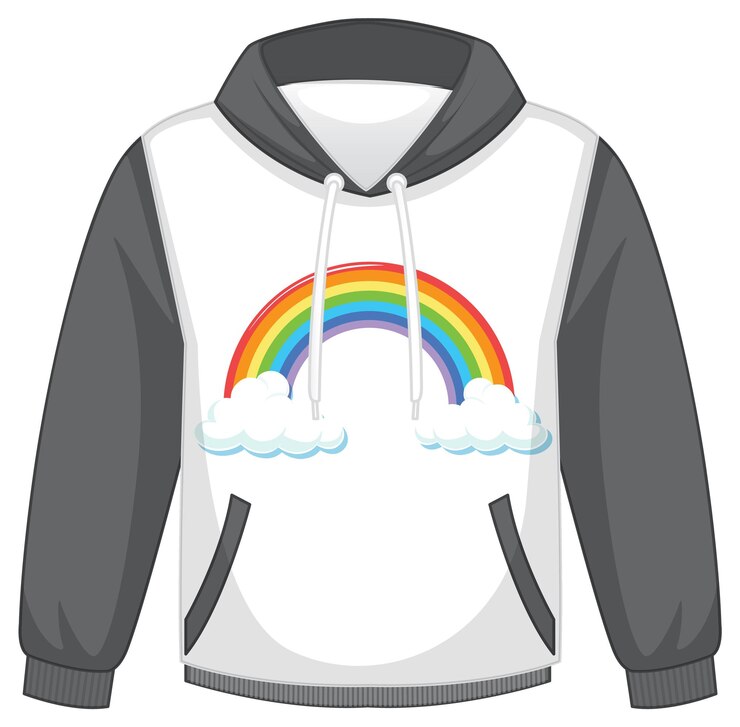 Vector gratuito una sudadera con capucha blanca con mangas grises sobre fondo blanco.