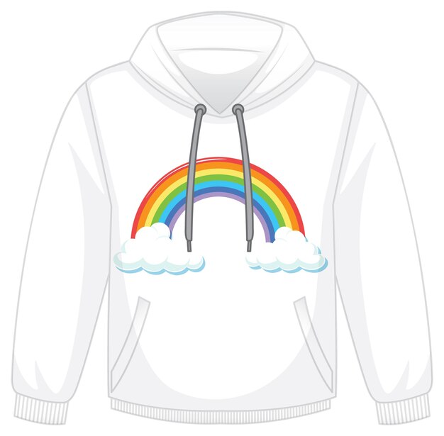 Una sudadera con capucha blanca con mangas largas sobre fondo blanco.