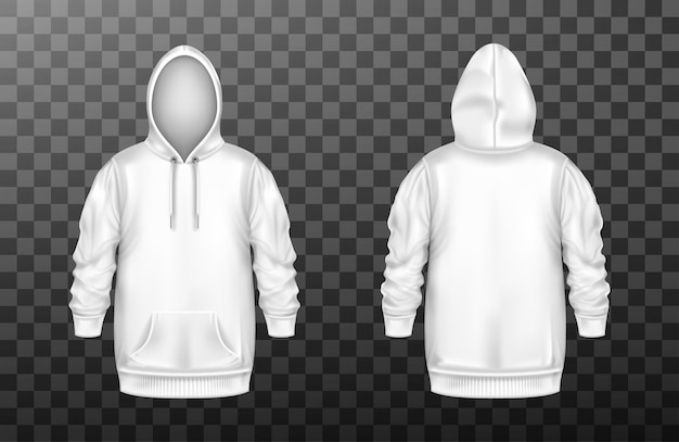 Sudadera con capucha, sudadera blanca delantera y trasera