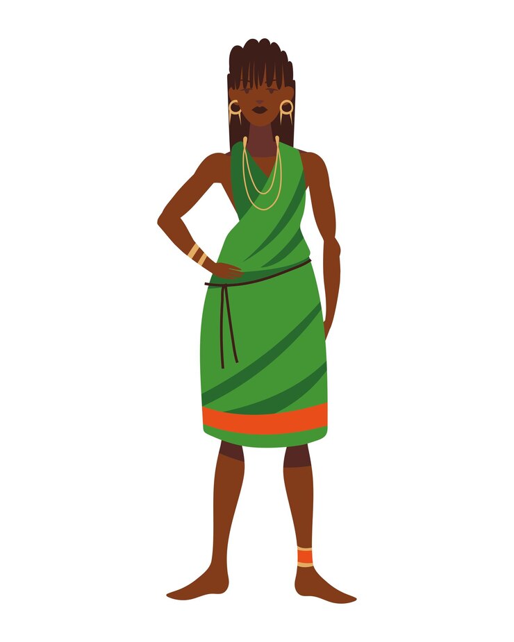 Vector gratuito sudáfrica mujer con vestido verde