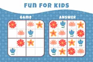 Vector gratuito sudoku de diseño plano dibujado a mano para niños