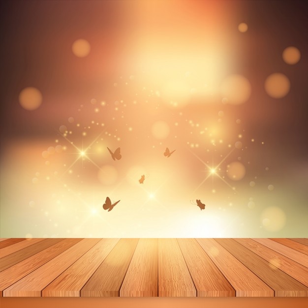 Vector gratuito suelo de madera y mariposas