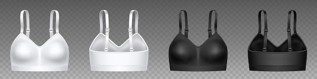 Sujetador deportivo realista conjunto blanco negro sobre transparente
