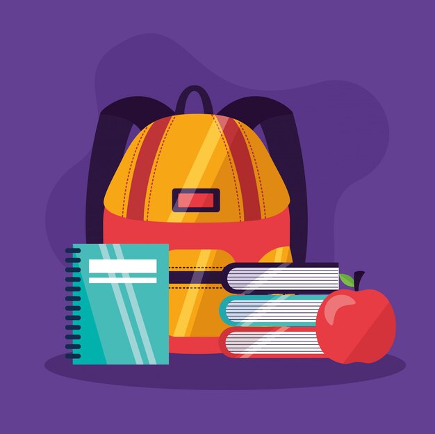 Suministros de regreso a la escuela en estilo plano