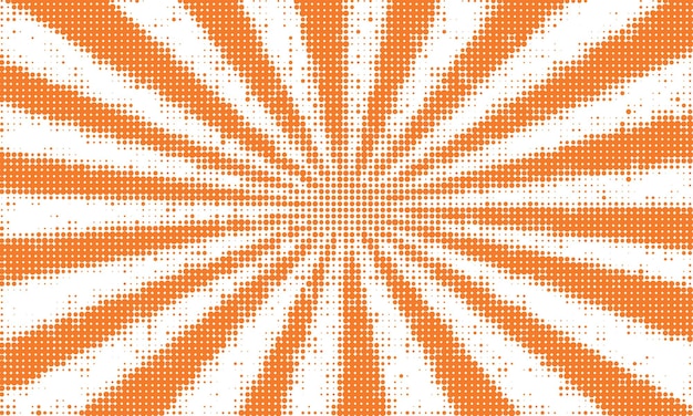 Vector gratuito sunburst naranja en fondo de estilo de semitono