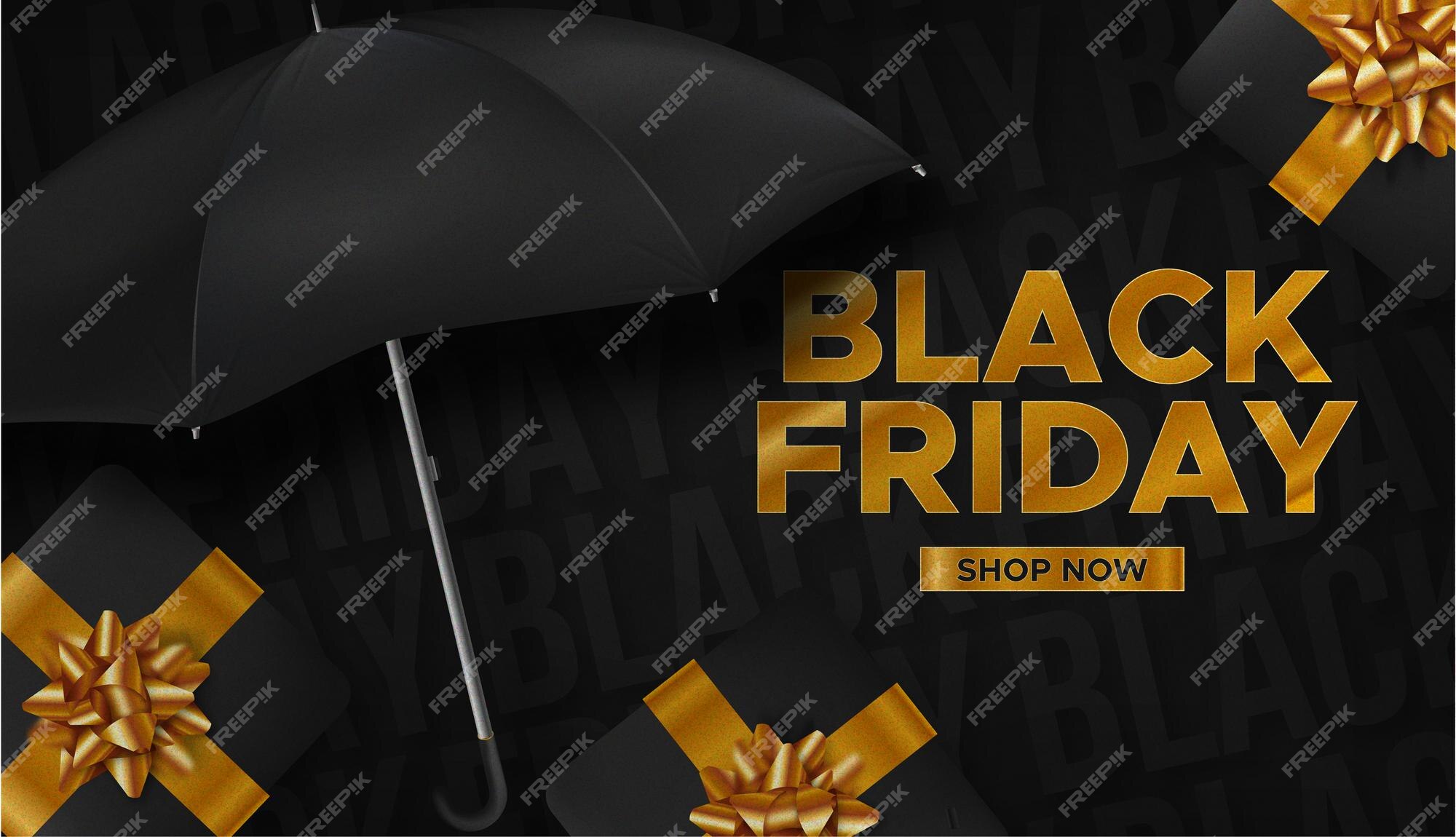 Super oferta realista del negro con paraguas negro 3d Vector Gratis