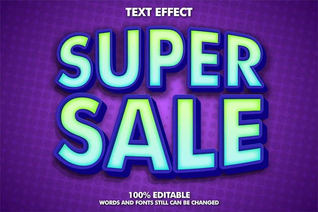 Vector gratuito super venta efecto de texto editable super venta banner