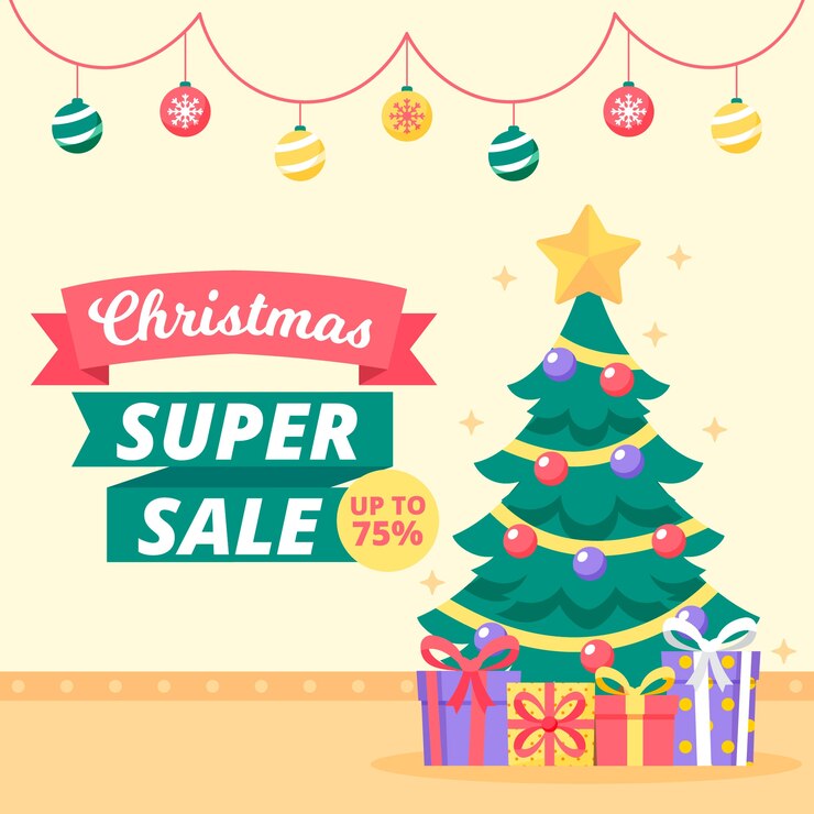 Vector gratuito super venta navidad en diseño plano