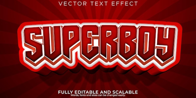 Vector gratuito superboy efecto de texto héroe editable y estilo de texto cómico