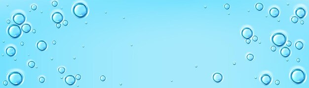 Superficie de agua azul con suero líquido de burbujas.