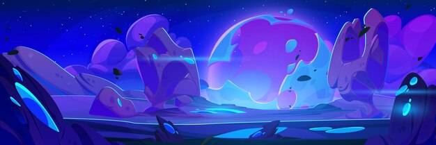 La superficie del planeta alienígena púrpura
