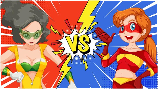 Superhéroe enfrentamiento batalla épica