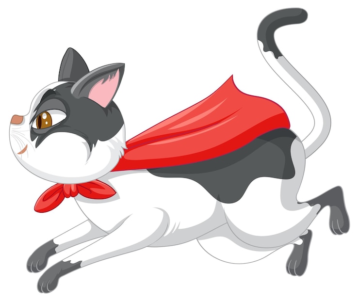 Vector gratuito un superhéroe gato sobre fondo blanco.