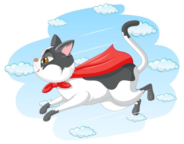 Un superhéroe gato sobre fondo de cielo