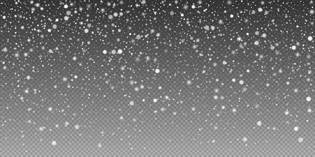 Superposición de nieve blanca sobre un fondo oscuro transparente y claro Ilustración de partículas heladas vectoriales