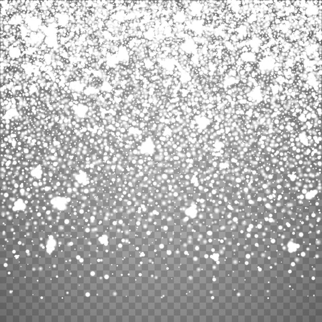 Superposición de nieve caída de Navidad aislada sobre fondo transparente Textura de telón de fondo de tormenta de copos de nieve