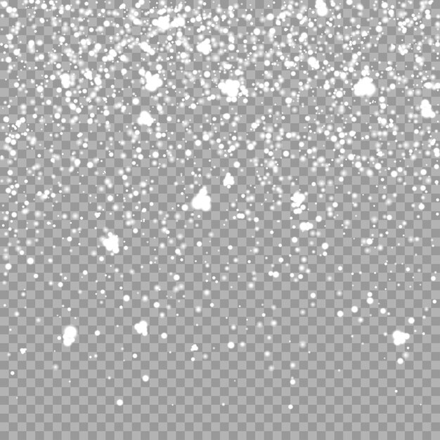 Superposición de nieve cayendo de Navidad sobre fondo transparente Textura de telón de fondo de patrón de copos de nieve