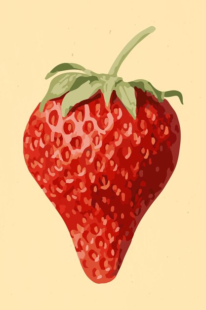 Superposición de pegatina de fruta de fresa vectorizada sobre un fondo beige