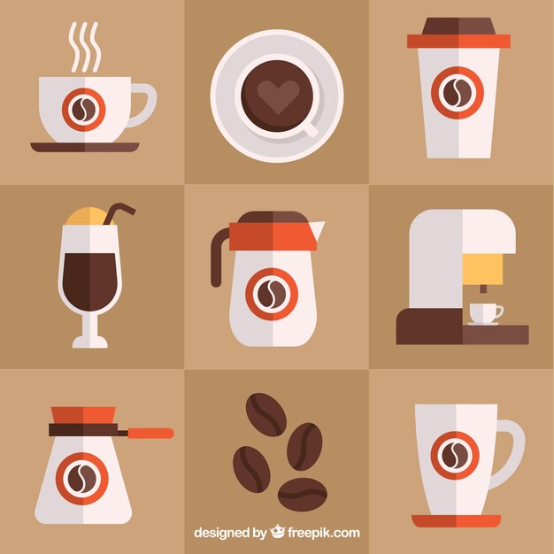 Surtido de accesorios de cafetería 