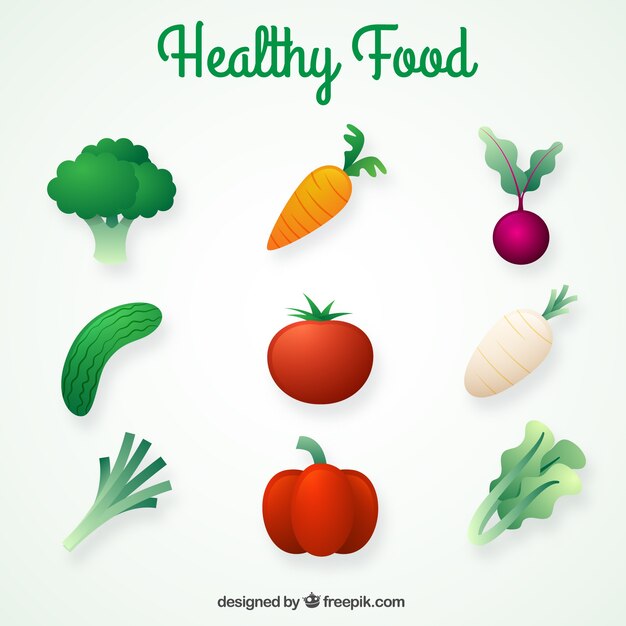 Surtido de alimentos saludables realistas