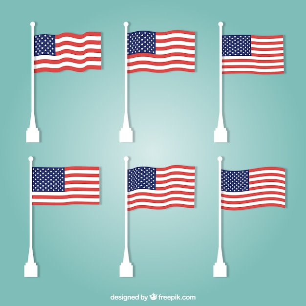 Surtido de banderas de estados unidos en diseño plano