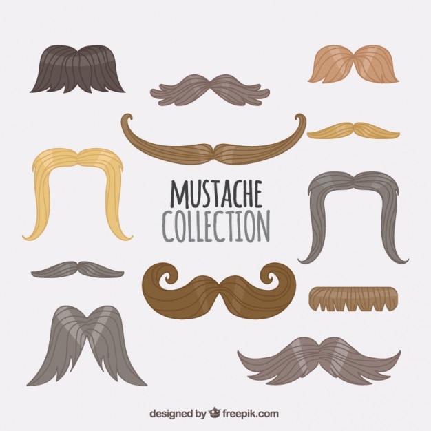 Vector gratuito surtido de bigotes estilosos dibujados a mano