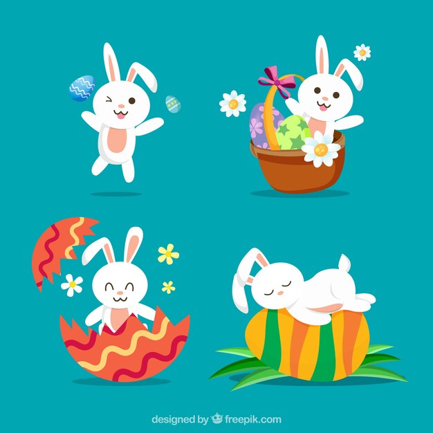 Surtido de conejos fantásticos para el día de pascua