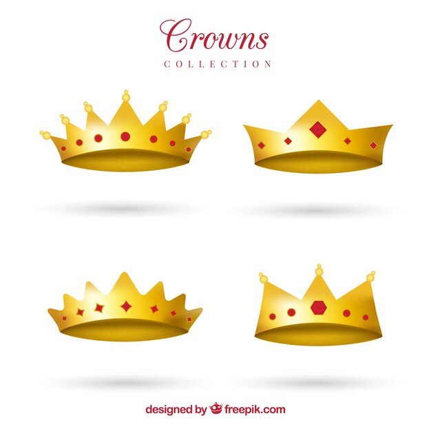 Surtido de coronas realistas con gemas rojas