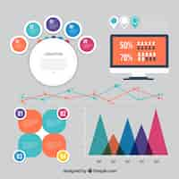 Vector gratuito surtido de elementos infográficos planos