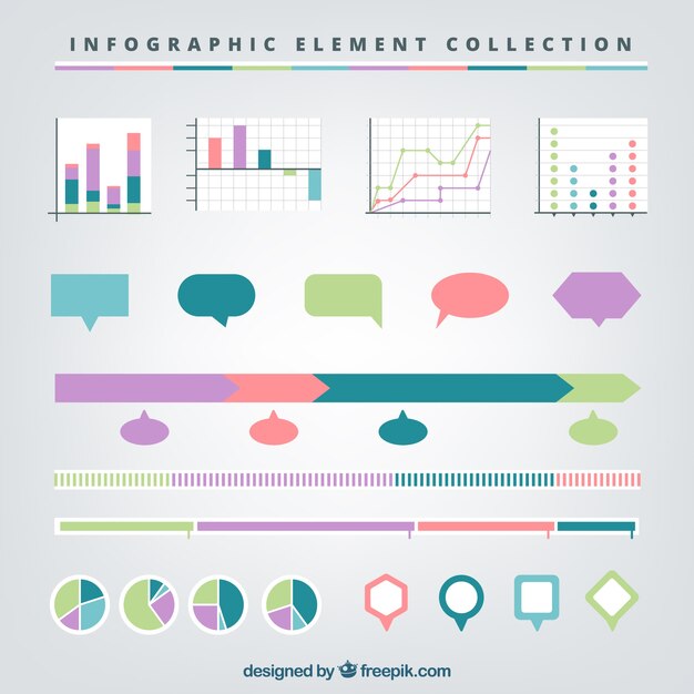 Surtido de elementos infográficos planos