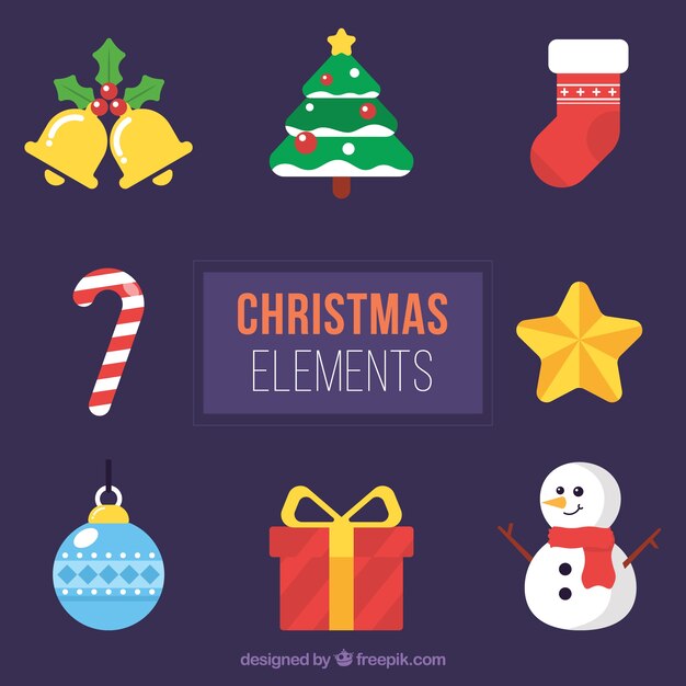 Surtido de elementos tradicionales de navidad 