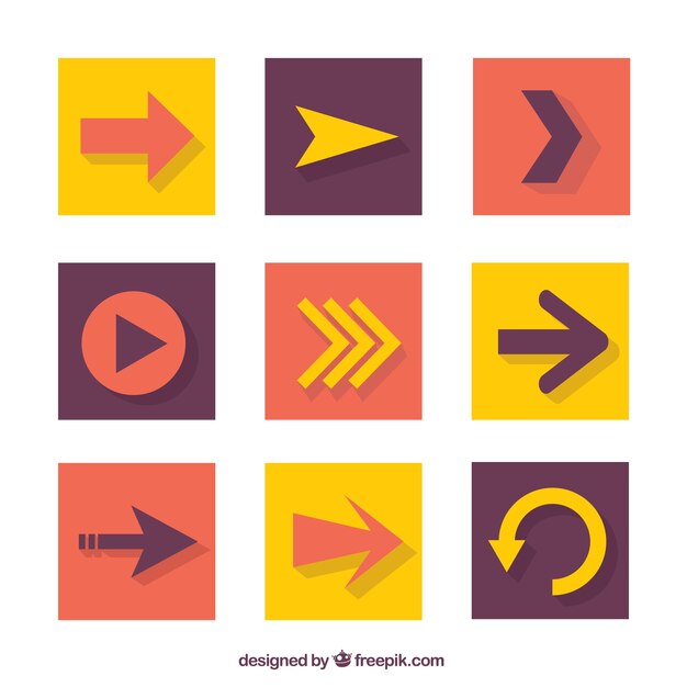 Surtido de flechas en diseño plano