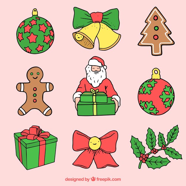 Surtido de galletas y elementos navideños