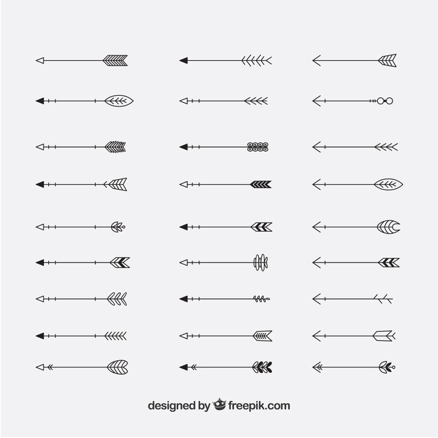 Surtido de geniales flechas en diseño plano
