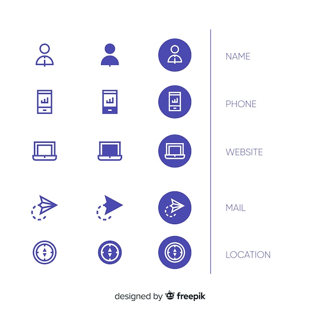 Surtido de iconos de tarjetas de diseño plano