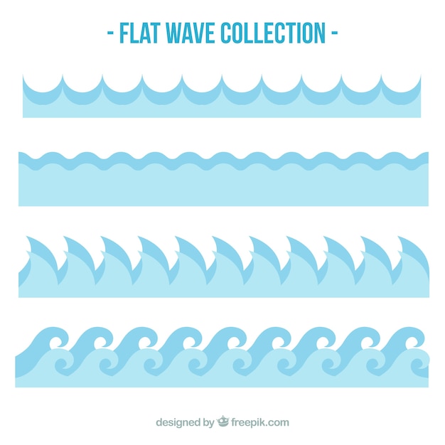 Surtido de olas azules en diseño plano