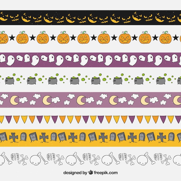 Surtido de ornamentos de halloween dibujados  a mano