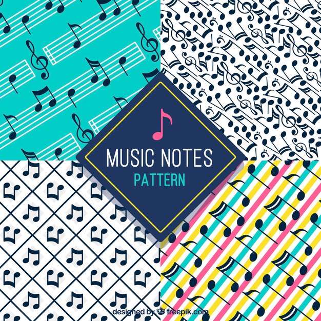 Surtido de patrones con notas de música