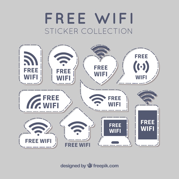 Surtido de pegatinas wifi en tonos grises