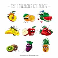 Vector gratuito surtido de personajes de frutas divertidos