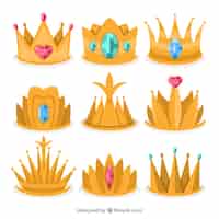 Vector gratuito surtido de seis coronas de princesa de oro