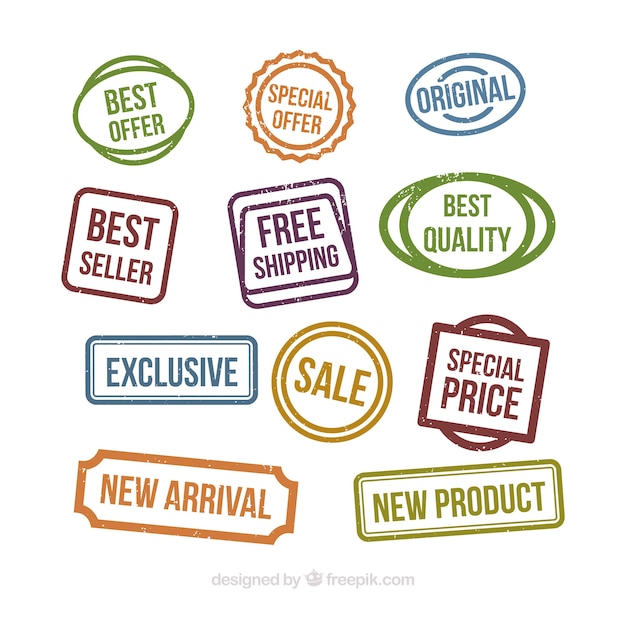 Surtido de sellos de ventas de colores