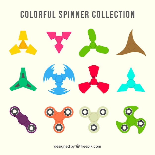 Vector gratuito surtido de spinners de colores en diseño plano